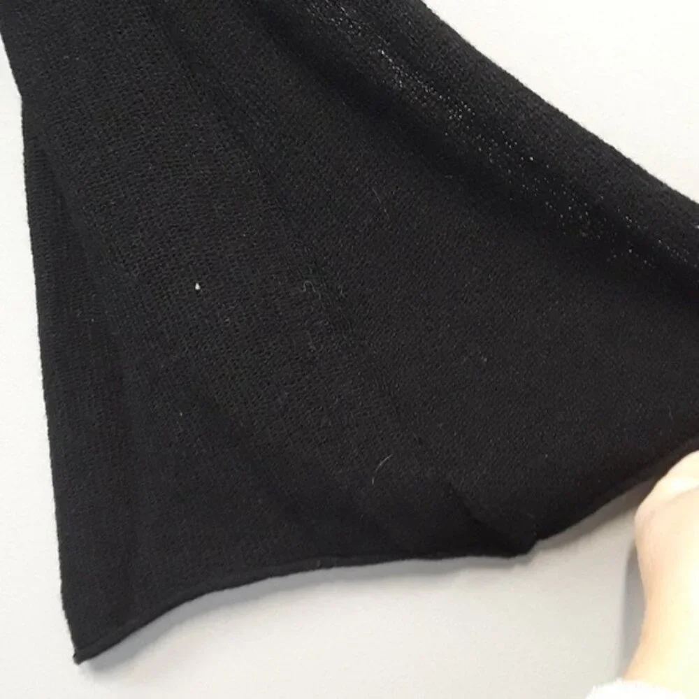 Zara Knit Womens Pullover Sweater Medium Black Cold Shoulder Asymmetric BOHO - Picture 5 of 7